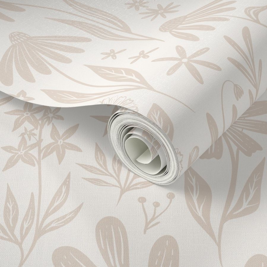 Wildflowers Peel & Stick Wallpaper in Tan & Cream