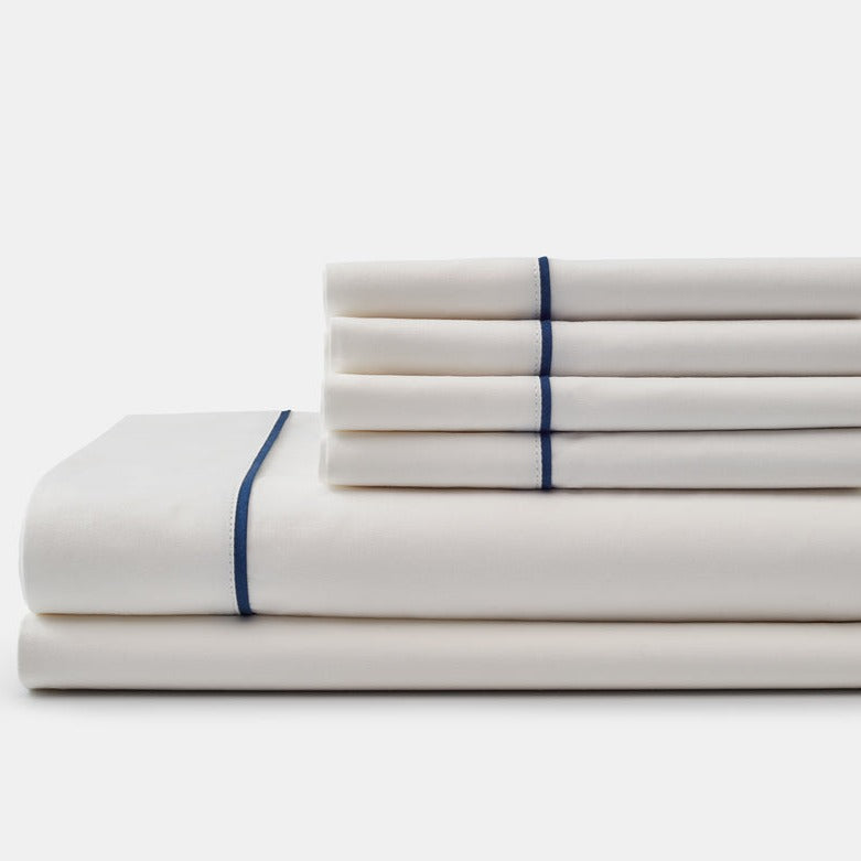 Cotton Bed Sheet Set with Classic Piping Design