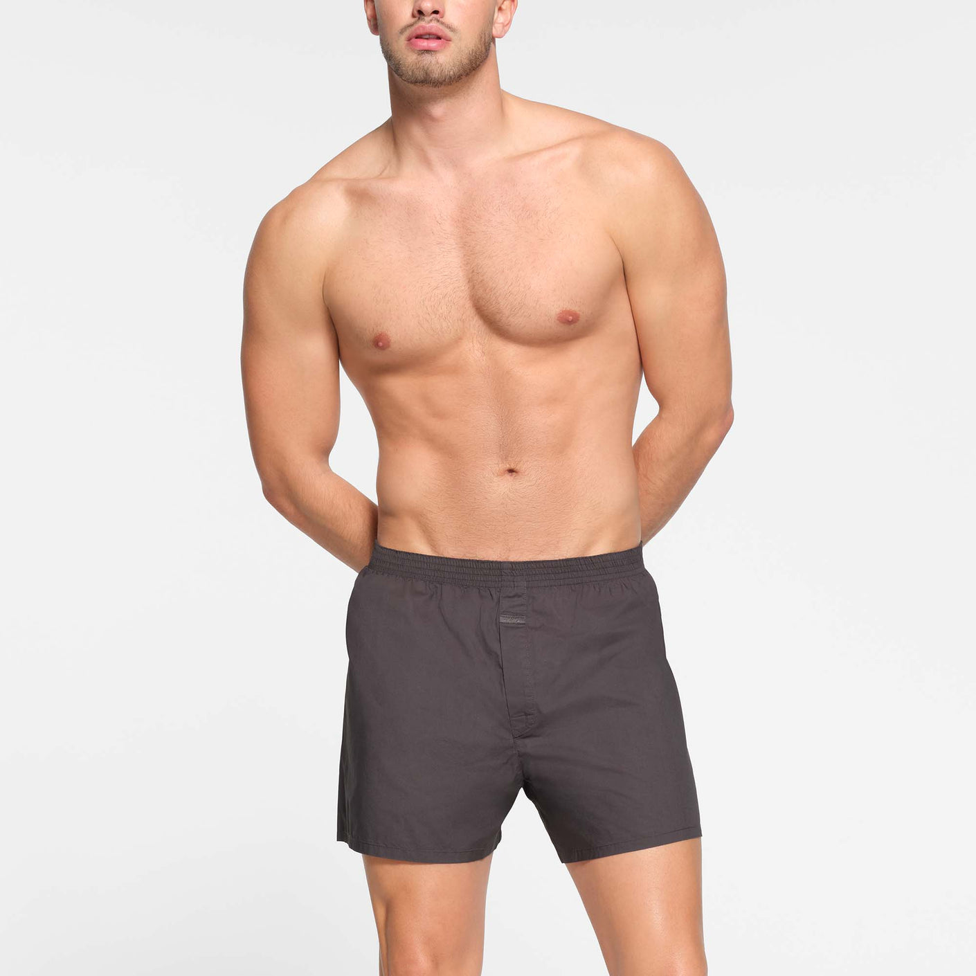 COTTON POPLIN SLEEP MENS BOXER | ASH