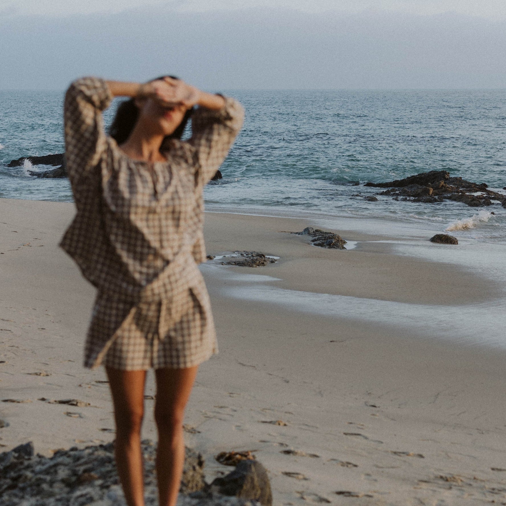 Brown / Dusty Blue Plaid Sleepwear Set