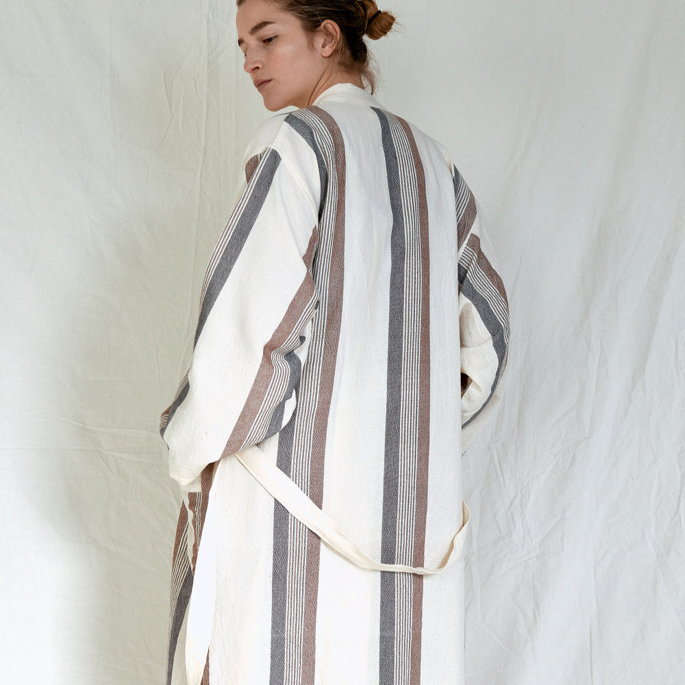Brown Cream Nomad Long Bathrobe