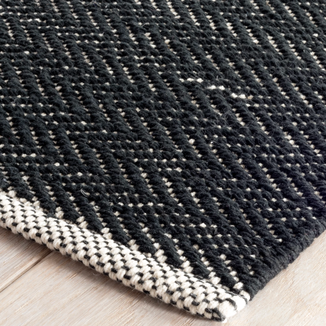 Herringbone Black Handwoven Cotton Rug
