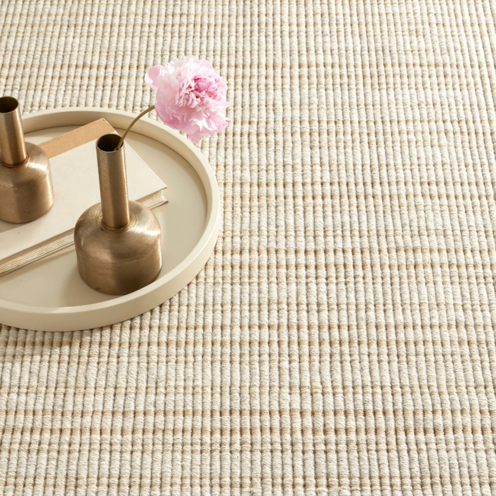 Warren Ticking Gold Woven Wool Custom Rug