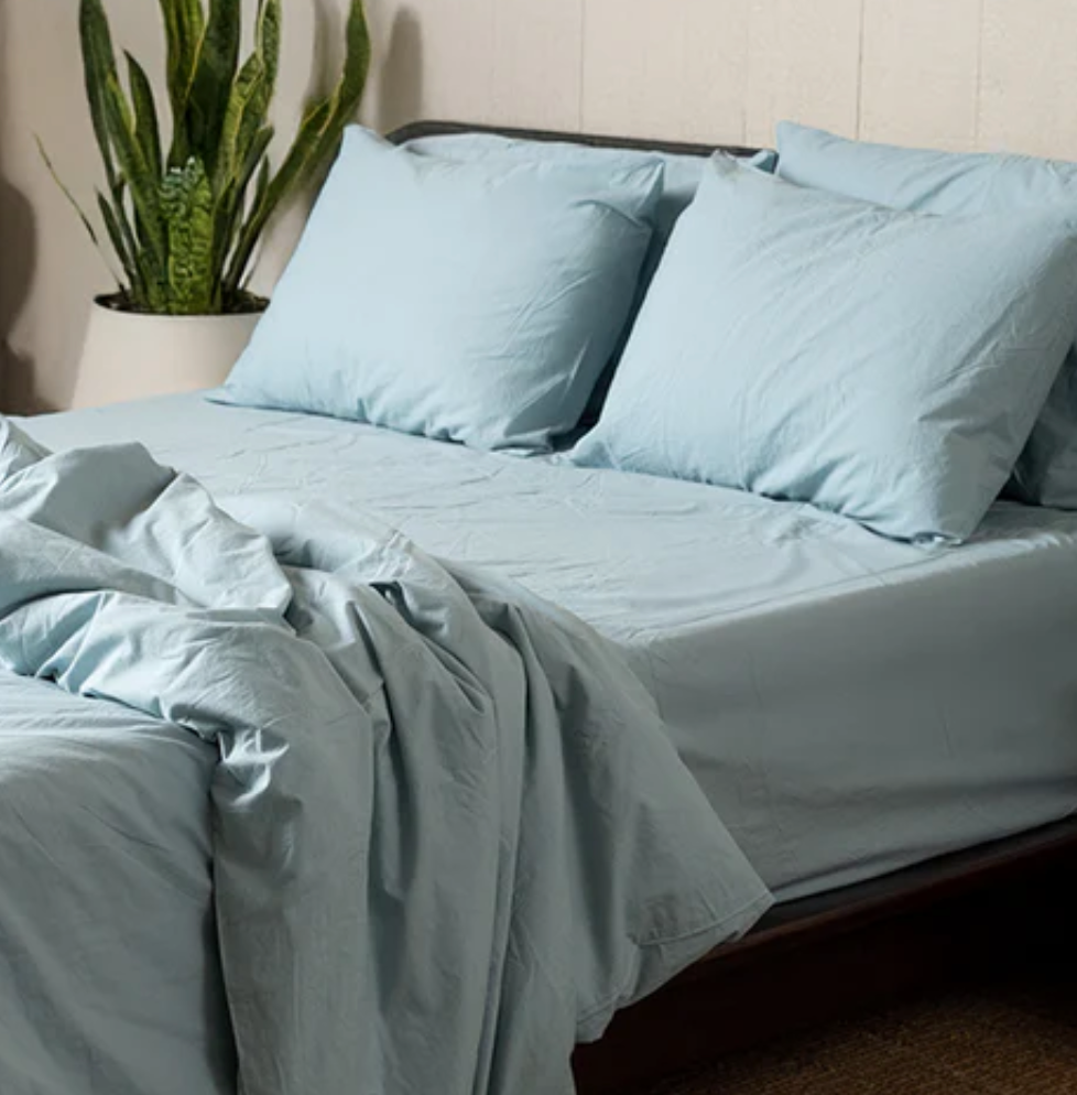 Crinkle Percale Organic Cotton Duvet Set + Shams