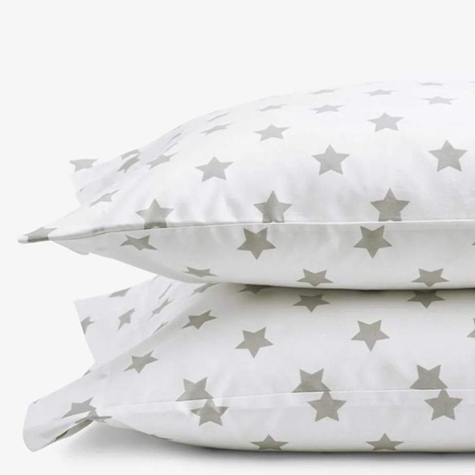 Stars Classic Cool Organic Cotton Percale Bed Sheet Set - Gray, Twin XL