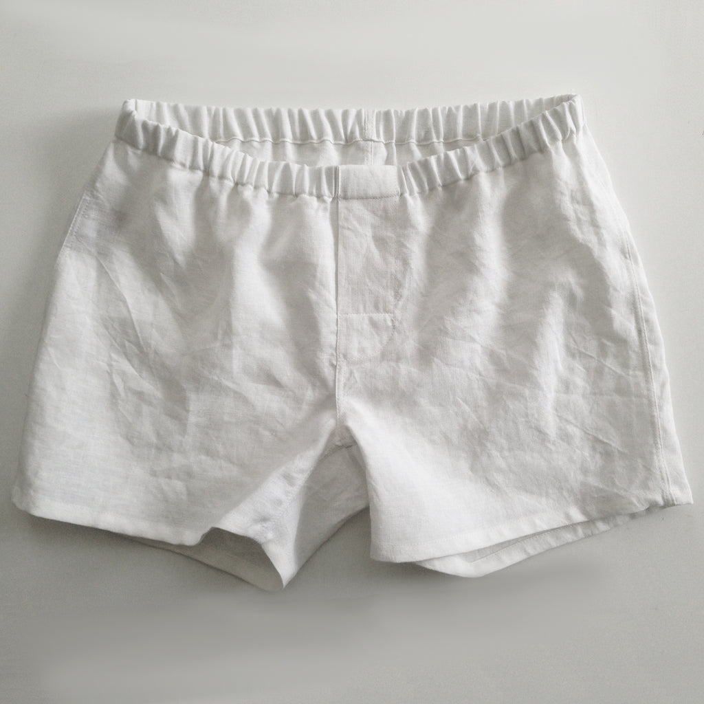 Eco White Belgian Eco Linen Boxer Shorts