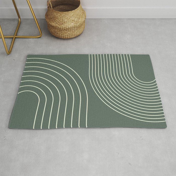 Geometric Lines in Sage Green Rug