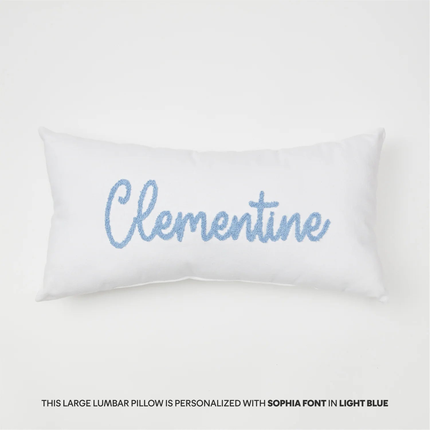 Large Custom Name Chenille Embroidered Lumbar Pillow