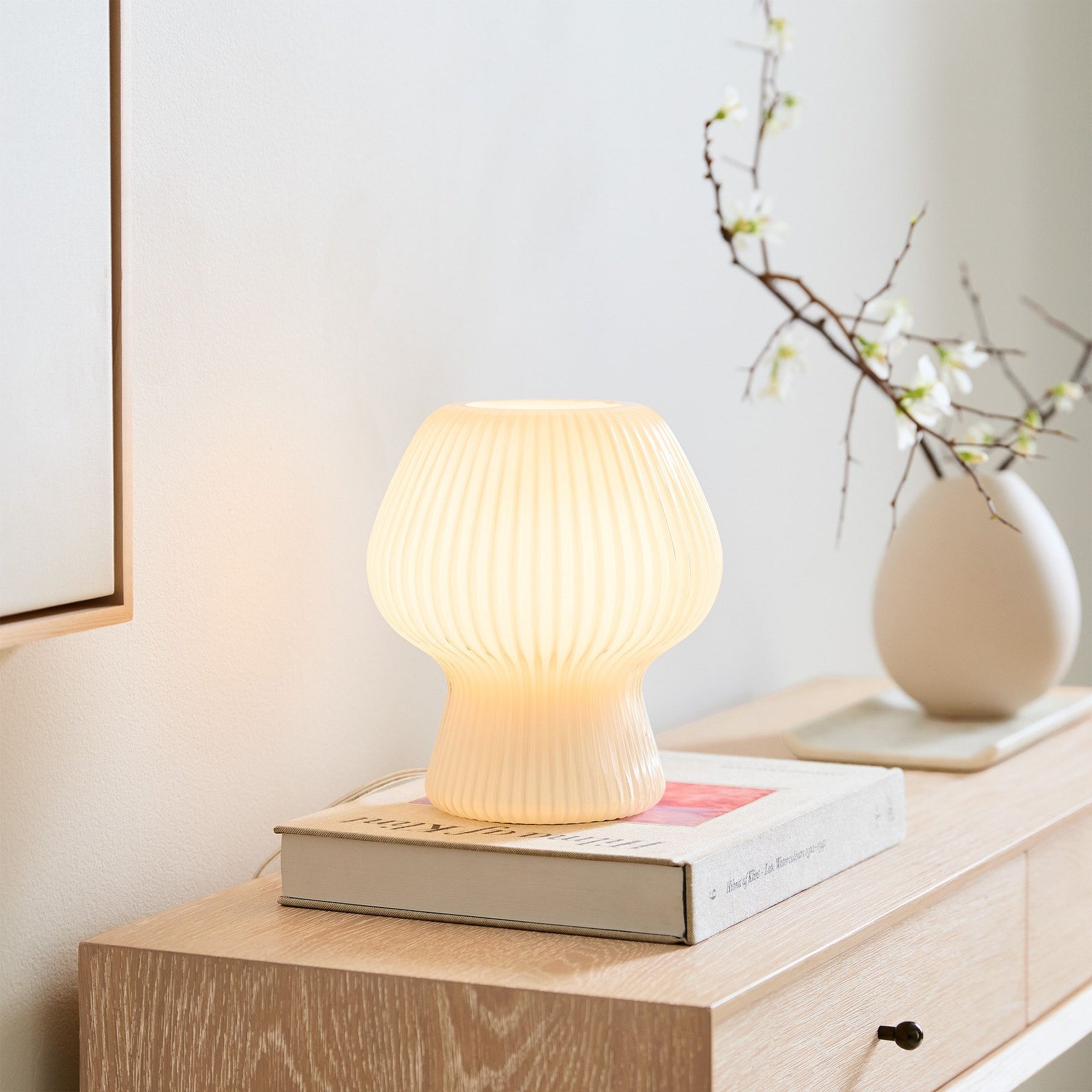 Ribbed Glass Table Lamp