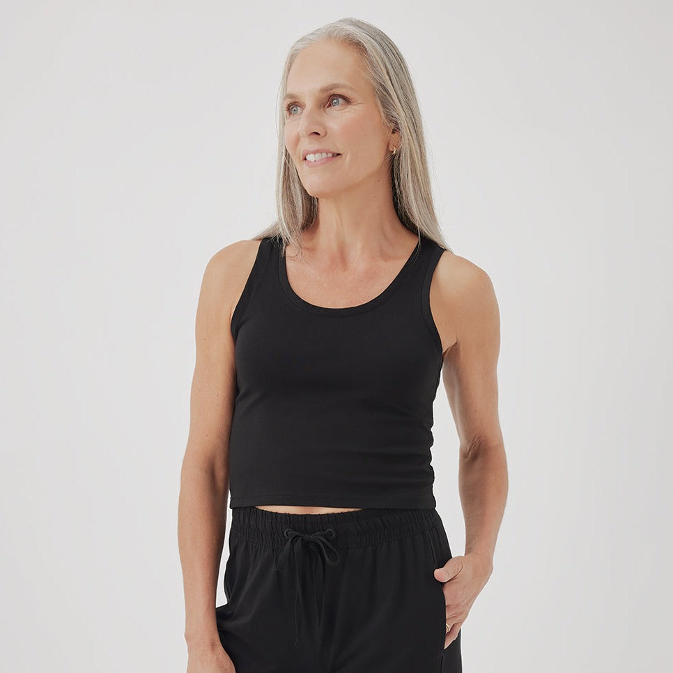 Women’s Cool Stretch Cropped Lounge Tank made with Organic Cotton